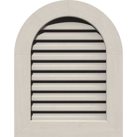 Round Top Gable Vent Functional, Western Red Cedar Gable Vent W/1 X 4 Flat Trim Frame, 26W X 28H